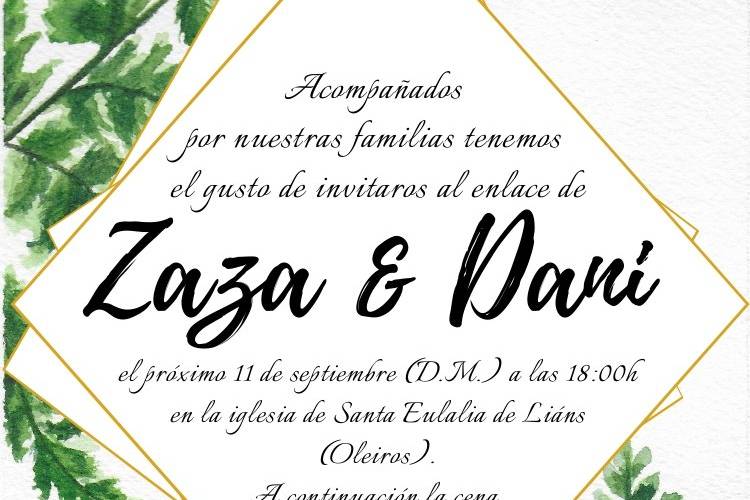 Invitación de boda personalizada