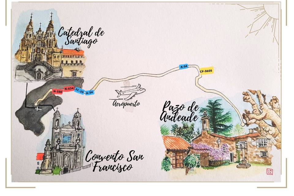 Mapa de invitación de boda