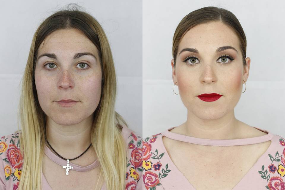 Antes y después labio rojo