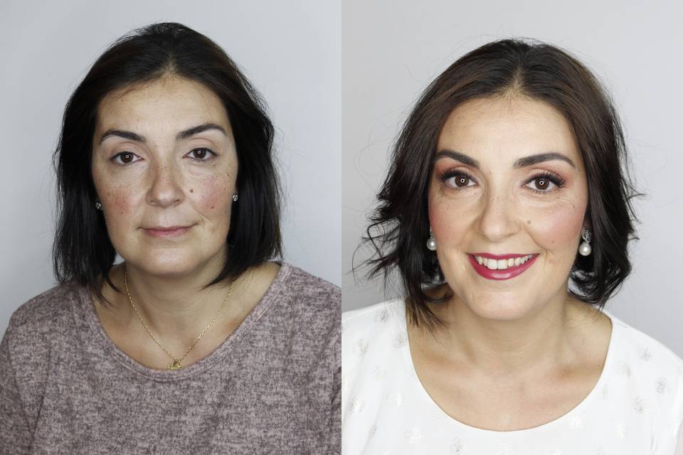 Antes y después. Maquillaje realce