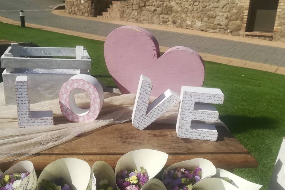 Letras en el rincón ceremonia