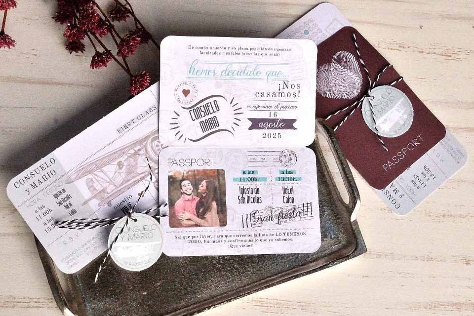 Invitación de boda pasaporte