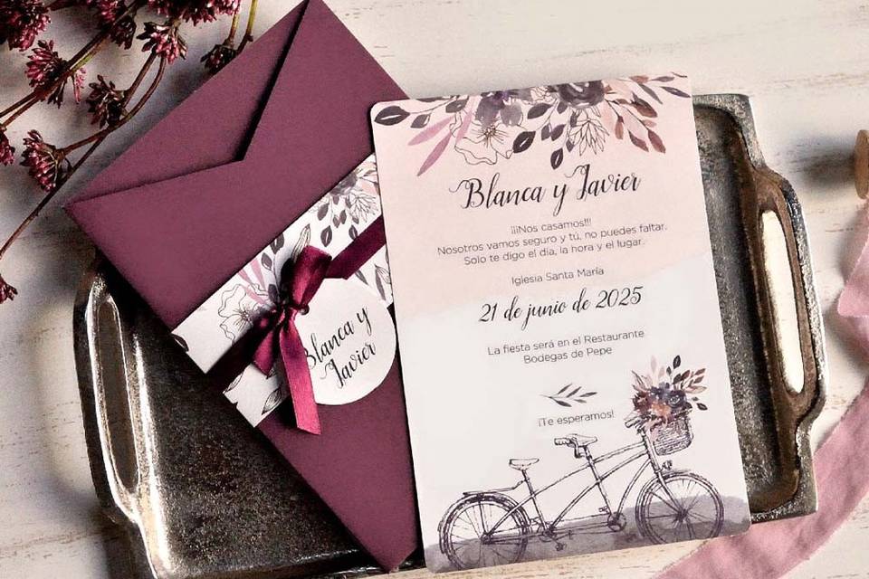 Invitación de boda romántica