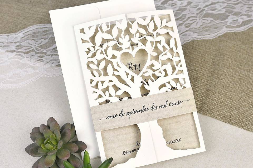 Invitación de boda kraft