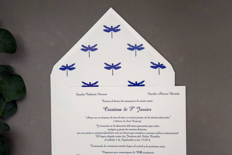 Invitación de boda Libelulas