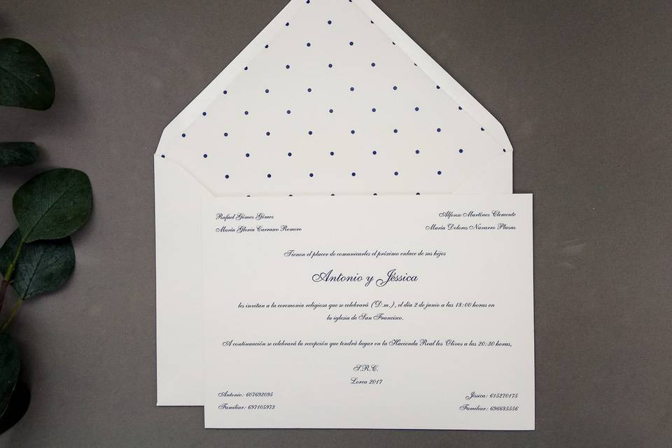 Invitación de boda Puntitos