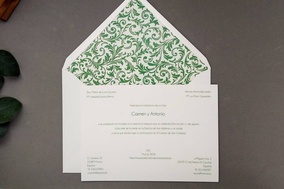 Invitación de boda Ornamentos