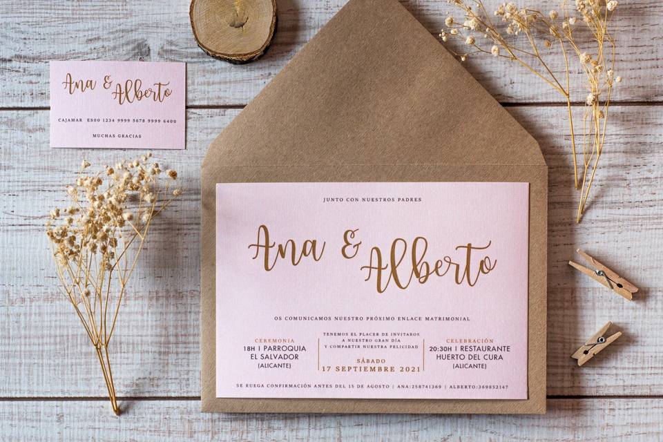 Invitación de boda Letras