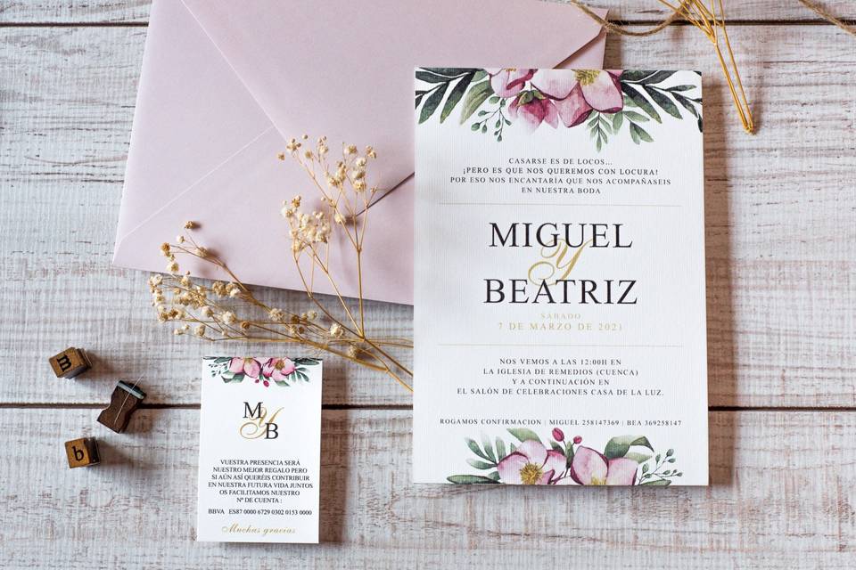 Invitación de boda Flores