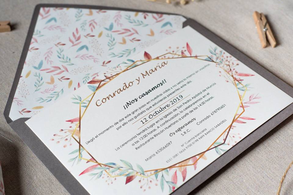 Invitación de boda Geometrica