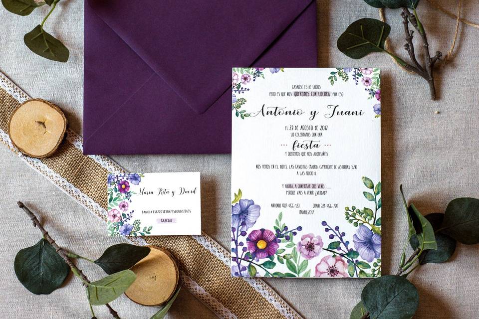 Invitación de boda Flores