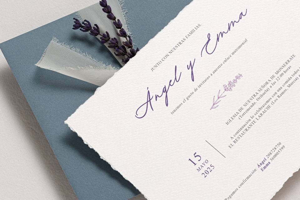 Invitación boda lavanda