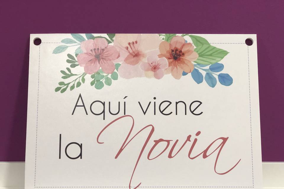 Cartel boda aqui viene