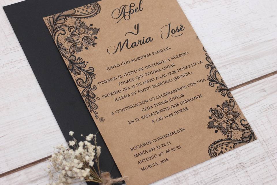 Invitación de boda kraft