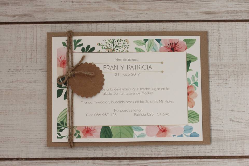 Invitación de boda flores