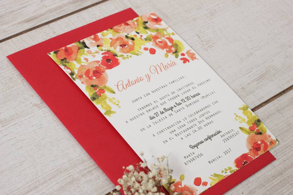 Invitación de boda flores
