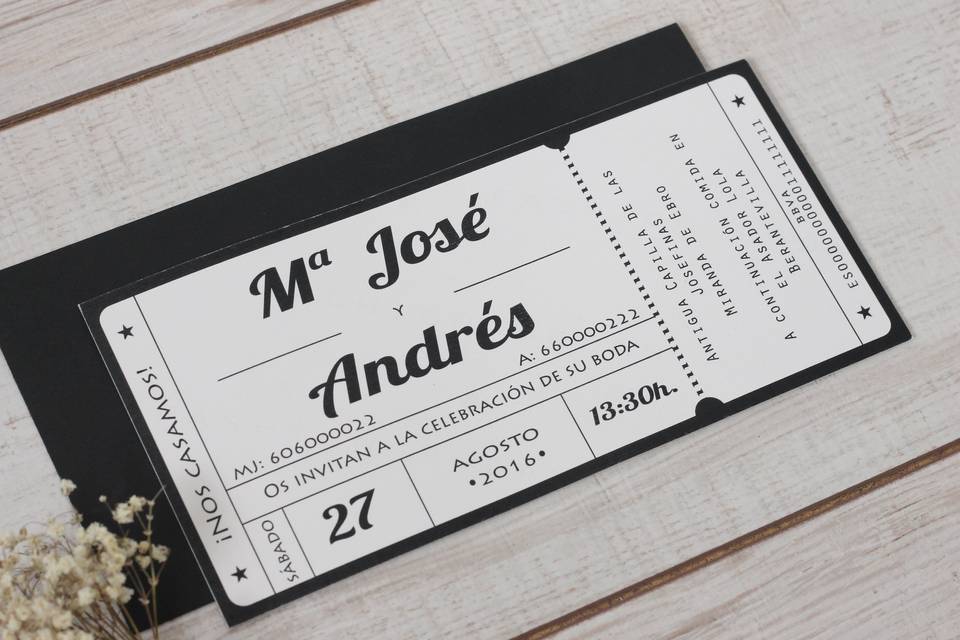 Invitación de boda entrada