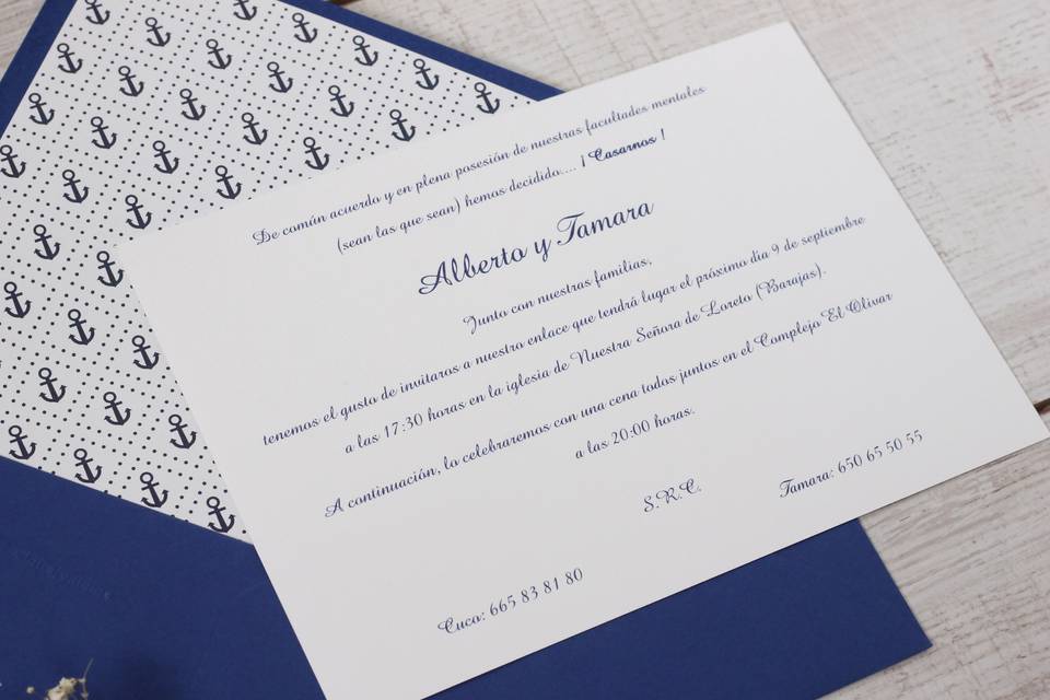 Invitación de boda marinera