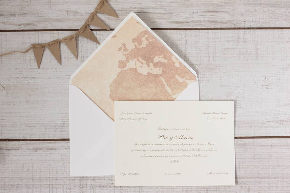 Invitación de boda mapa