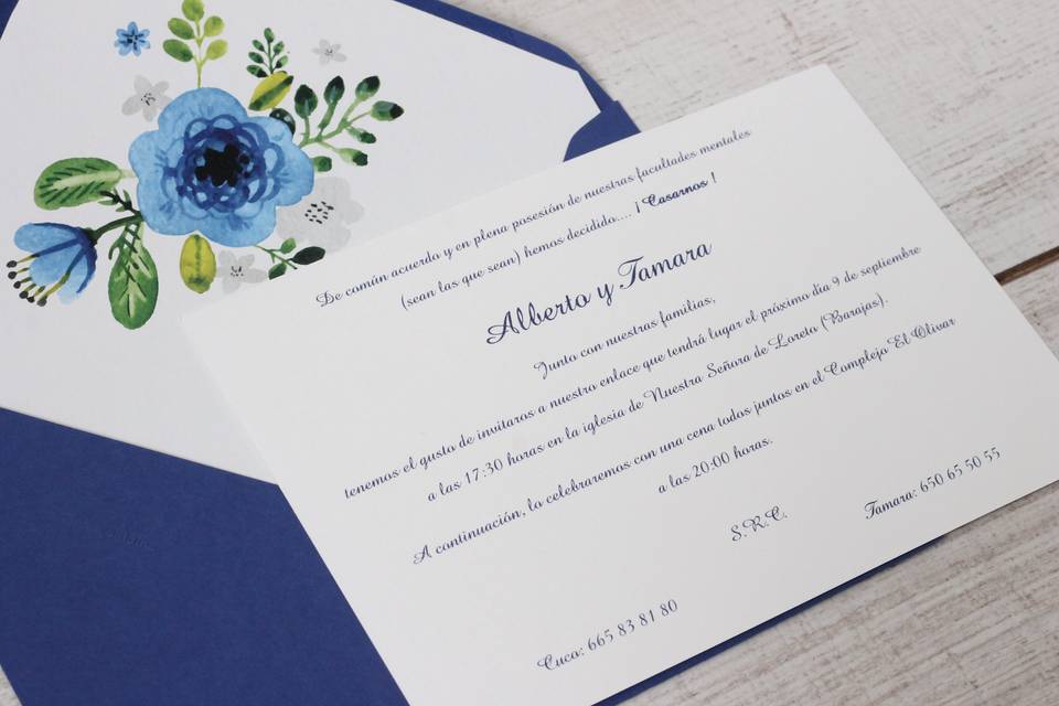 Invitación de boda flores