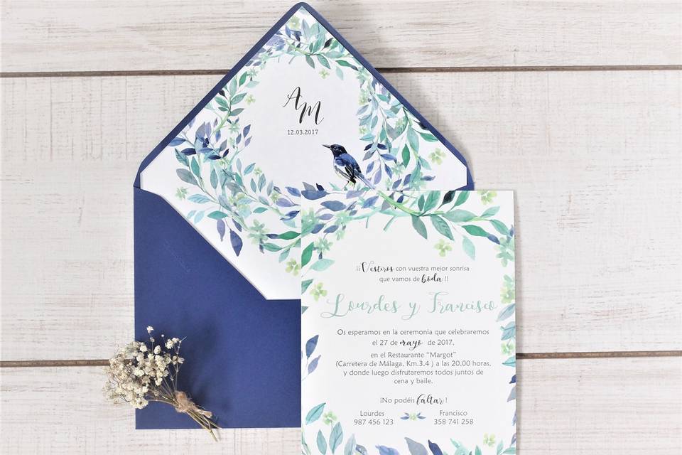 Invitación de boda flores