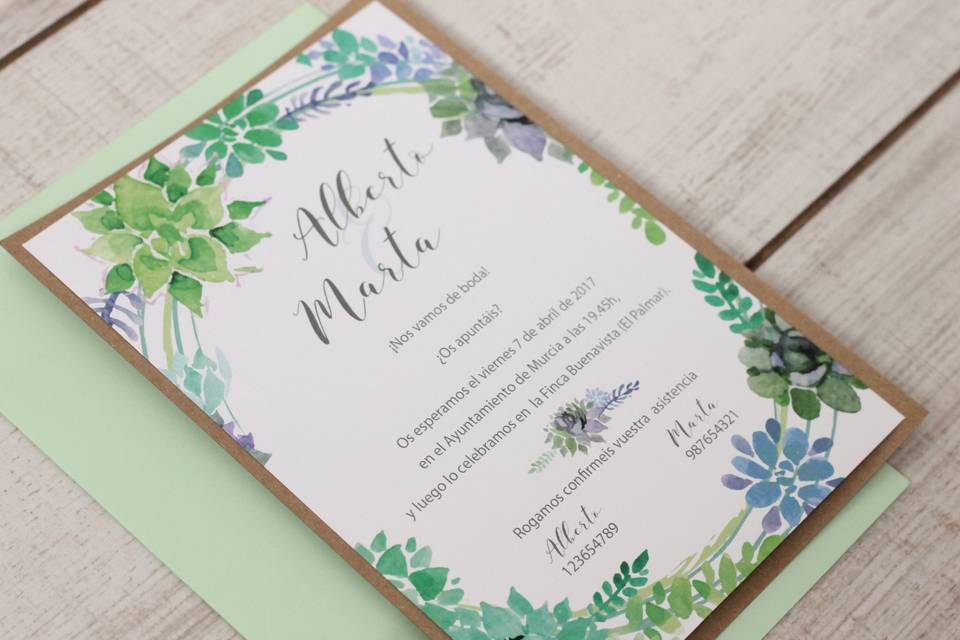 Invitación de boda flores