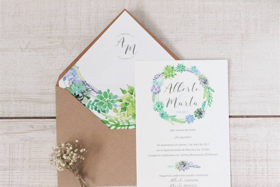 Invitación de boda flores