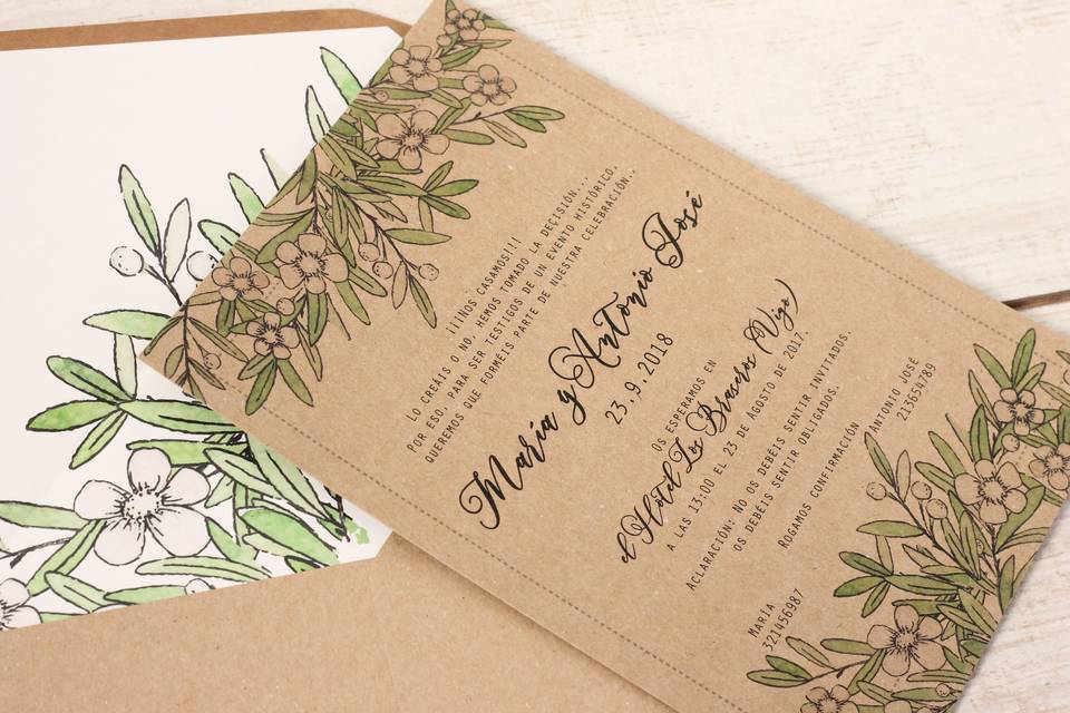 Invitación de boda flores