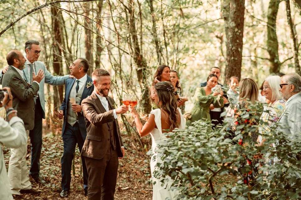 Novios brindando Bosque Máxico