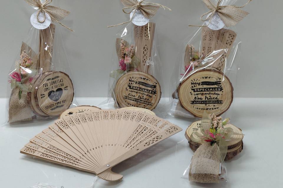 Kit para 2 abanico, posavasos,