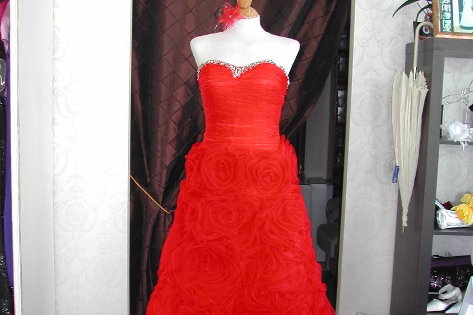 Vestido fiesta organza flores