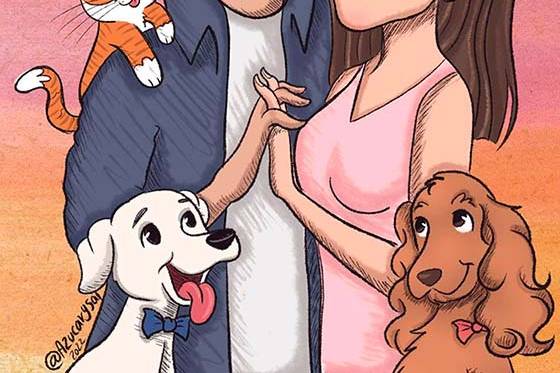 Ilustración con mascotas