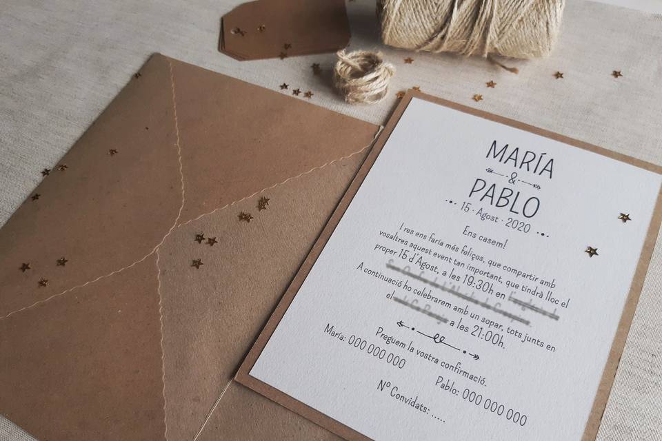 Invitación rustic kraft