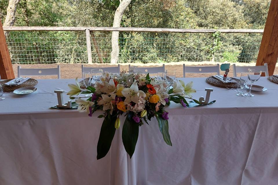 Comedor con el bosque detrás