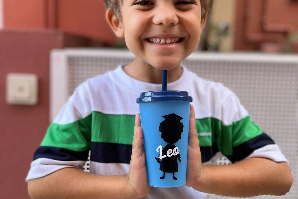 Vaso con pajita personalizado