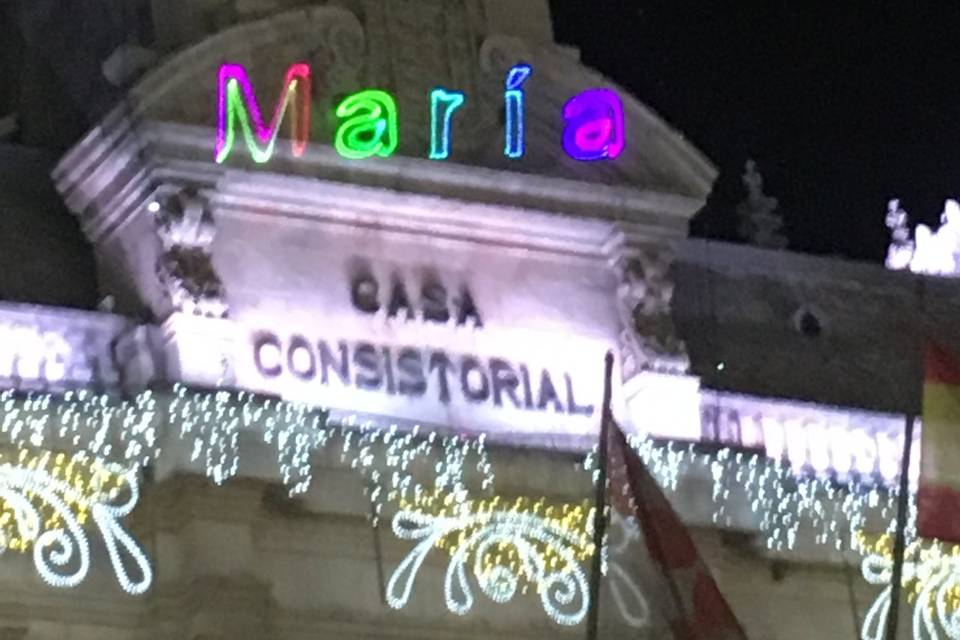 Show láser en Plaza Mayor