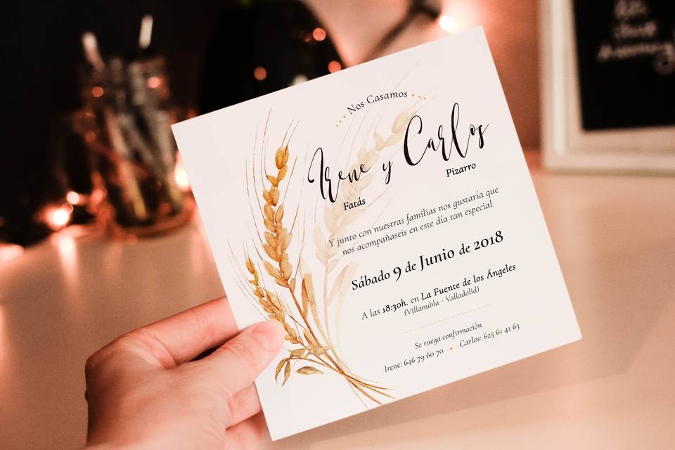 Invitación acuarela y trigo