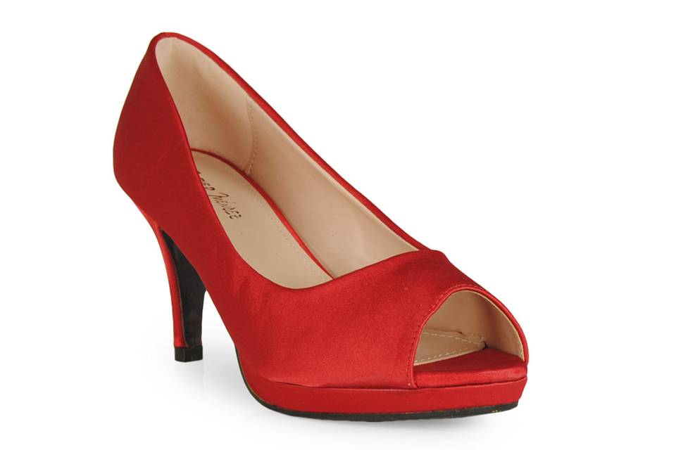 Peep toe raso rojo 72246