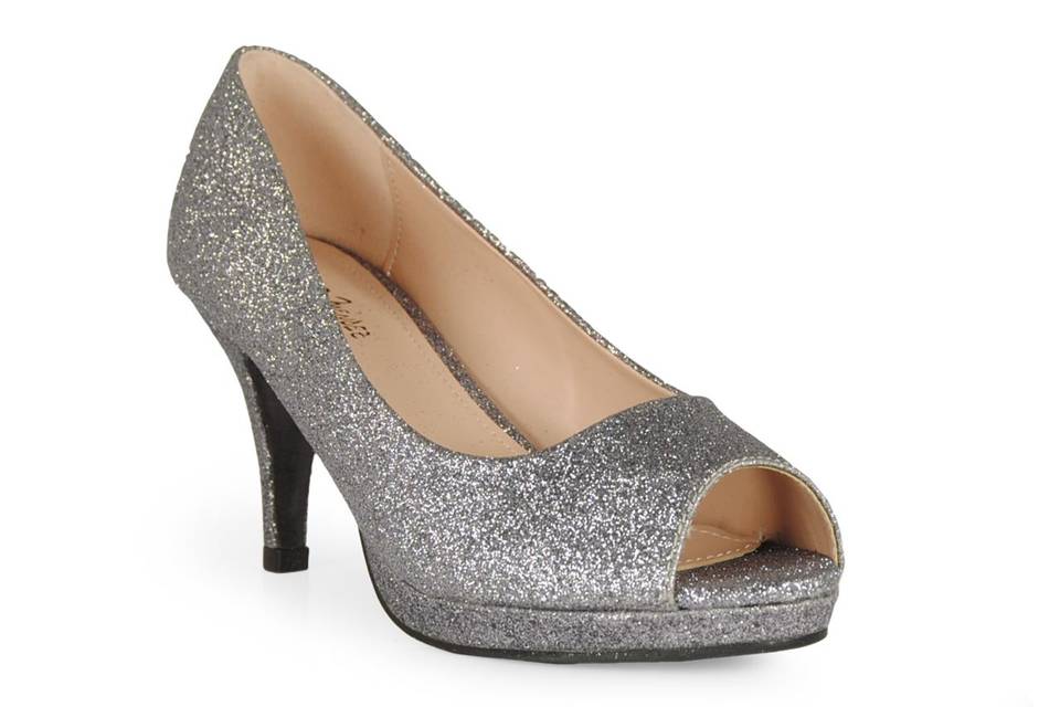 Peep toe glitter silver 72250