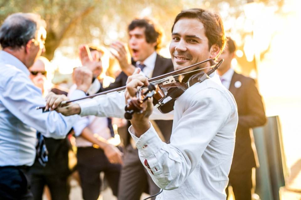 Violín eléctrico en la fiesta
