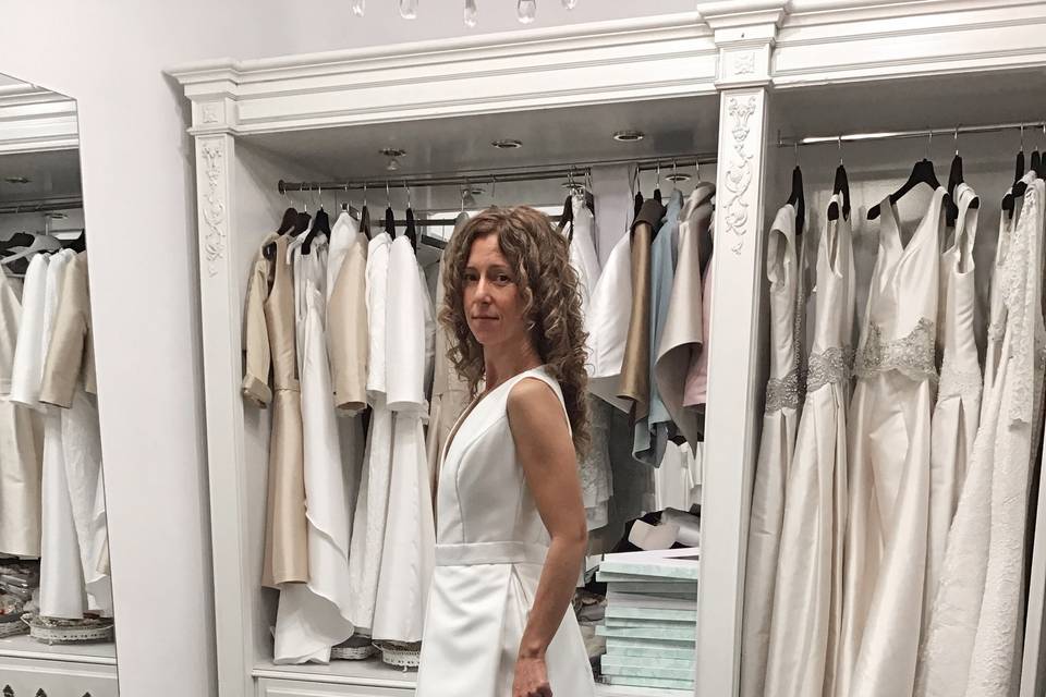 Vestido de novia, falda con tablones