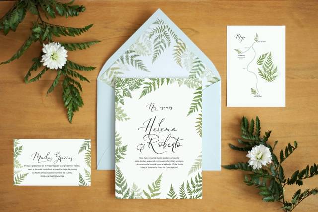 Invitaciones de boda Helechos