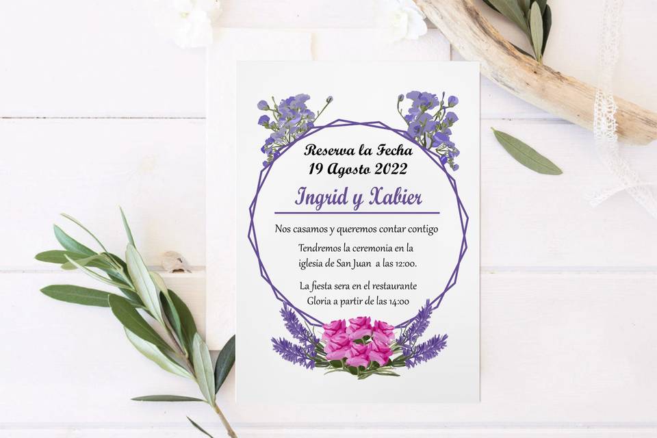 Invitación con diseño floral