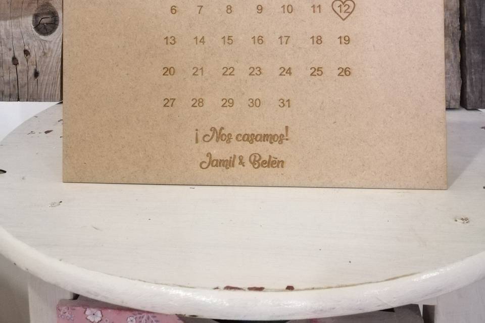 Calendario con fecha boda