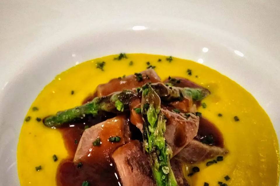 Crema calabaza y presa
