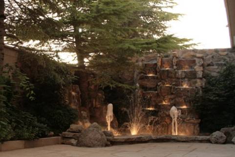 Jardín y cascada