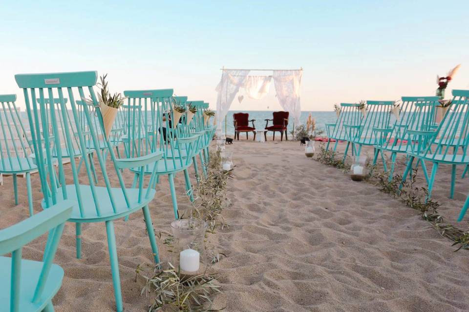 Decoración para boda en la playa