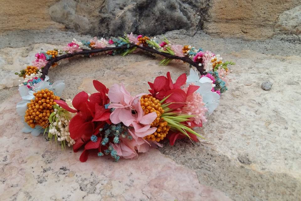Corona de flores dos anchuras