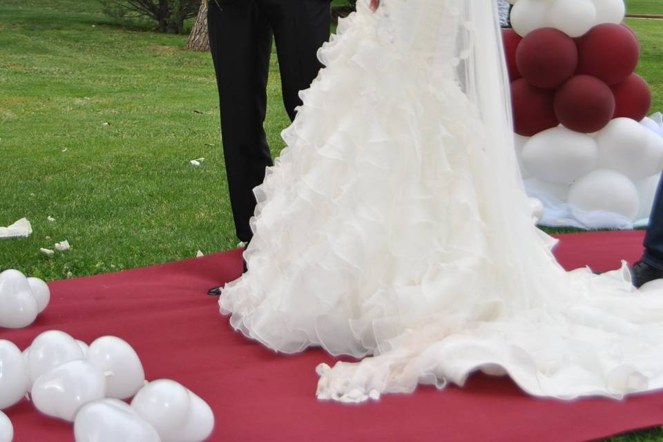 Columnas de globos, boda civil