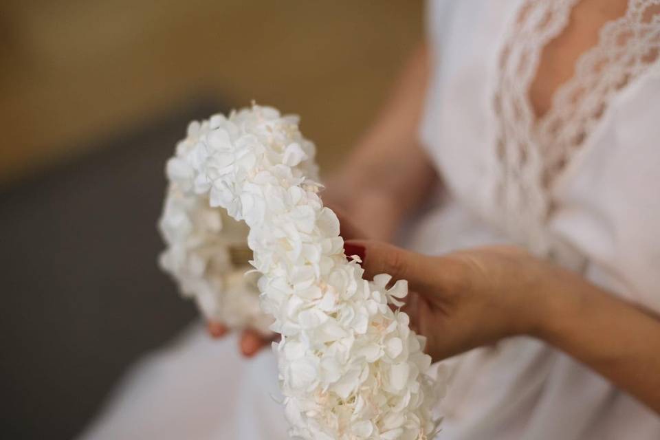 Tocado hortensias